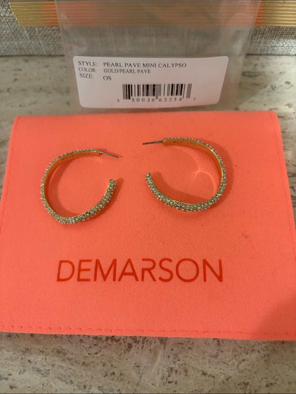 DEMARSON Pearl Pave Mini Calypso Gold Earrings